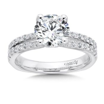 Split Shank Engagement Ring with Diamond Side Stones in 14K White Gold (0.42ct. tw.) /CR492W