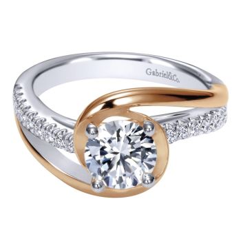 14K Two Tone 0.20 ct Diamond Bypass Engagement Ring Setting ER10309T44JJ