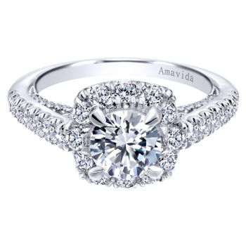 Gabriel & Co 18K White Gold 1.00 ct Diamond Halo Engagement Ring Setting ER11633R4W83JJ