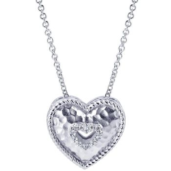 0.04 ct Round Diamond Heart Necklace set in Silver 925 NK3146SV5JJ