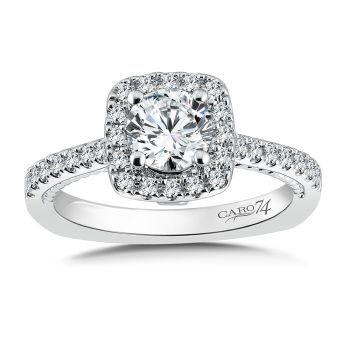 Halo Engagement Ring Mounting in 14K White Gold with Platinum Head (.34 ct. tw.) /CR734W