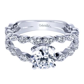 0.60 ct - Diamond Engagement Ring Set in 14k White Gold Split Shank /ER4231W44JJ-IGCD