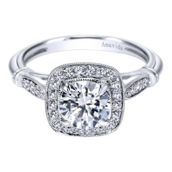 Gabriel & Co 18K White Gold 0.26 ct Diamond Halo Engagement Ring Setting ER7925W83JJ