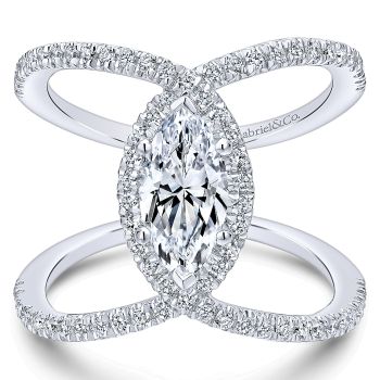 0.50 ct Diamond Engagement Ring - Set in 14k White Gold Diamond Halo /ER12644M4W44JJ-IGCD
