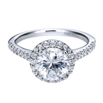 0.35 ct Diamond Engagement Ring - Set in 14k White Gold Diamond Halo /ER6420W44JJ-IGCD