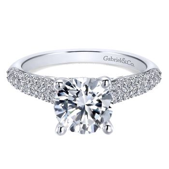 0.58 ct - Diamond Engagement Ring Set in 14k White Gold Straight Setting /ER12328R6W44JJ-IGCD