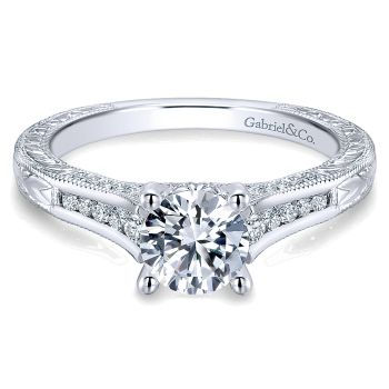 0.26 ct - Diamond Engagement Ring Set in 14k White Gold Straight Setting /ER12315R3W44JJ-IGCD
