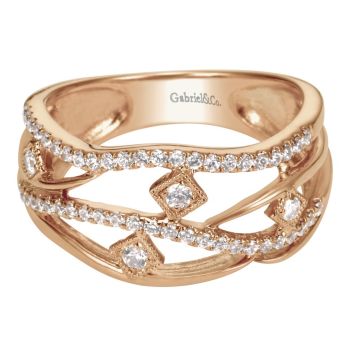 0.37 ct F-G SI Diamond Fashion Ladie's Ring In 14K Rose Gold LR5801K45JJ