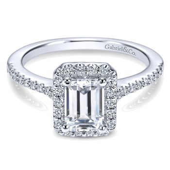 0.28 ct Diamond Engagement Ring - Set in 14k White Gold Diamond Halo /ER5822W44JJ-IGCD