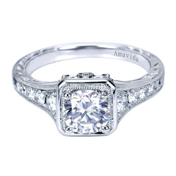 0.31 ct - Diamond Engagement Ring Set in Platinum Diamond Halo /ER6502PT3JJ-IGCD