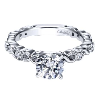 14K White Gold 0.16 ct Diamond Straight Engagement Ring Setting ER5667W44JJ
