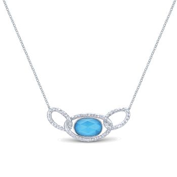 2.80 ct - Necklace
 925 Silver Rock Crystal & turquoise Fashion /NK4787SVJXT-IGCD