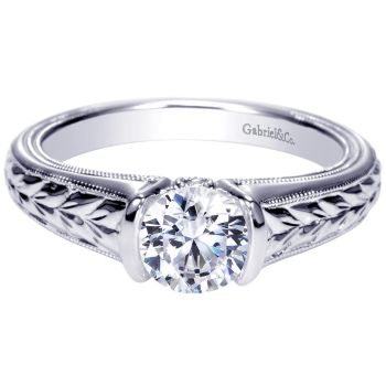 14K White Gold 0.02 ct Diamond Straight Engagement Ring Setting ER8820W44JJ