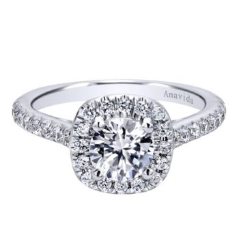 Gabriel & Co 18K White Gold 0.46 ct Diamond Halo Engagement Ring Setting ER9892W83JJ