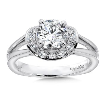 Modernistic Collection Split Shank Diamond Engagement Ring in 14K White Gold with Platinum Head (0.33ct. tw.) /CR332W