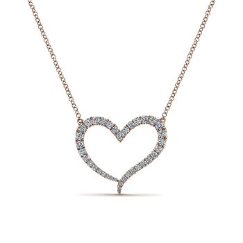 0.49 ct - Necklace
 14k Pink Gold Diamond Heart /NK5265K45JJ-IGCD