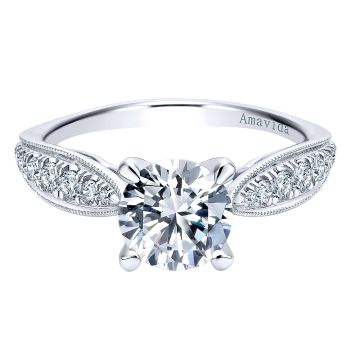 0.27 ct - Straight Setting Diamond Engagement Ring Set in 18k White Gold /ER11347R4W83JJ-IGCD