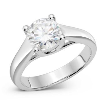 Classic 4 Prong - E Color Moissanite Solitaire Ring - Set in 14K White/Yellow Gold - Choose Your Size