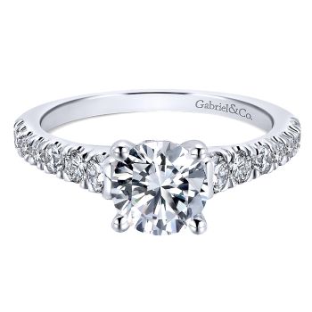 0.57 ct - Diamond Engagement Ring Set in 14k White Gold Straight Setting /ER12298R4W44JJ-IGCD