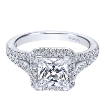 Gabriel & Co 18K White Gold 0.73 ct Diamond Halo Engagement Ring Setting ER9817W83JJ