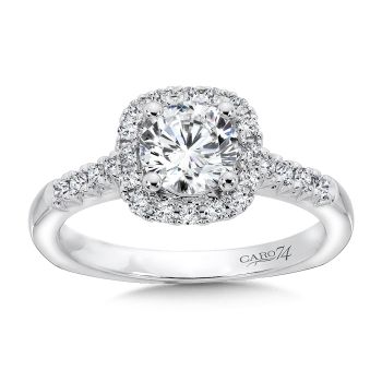 Classic Elegance Collection Diamond Halo Engagement Ring with Side Stones in 14K White Gold with Platinum Head (0.23ct. tw.) /CR349W
