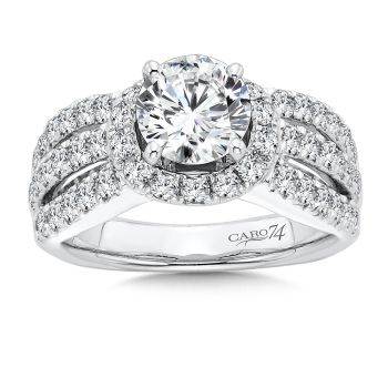 Diamond Engagement Ring With Side Stones in 14K White Gold with Platinum Head (1.29ct. tw.) /CR132W
