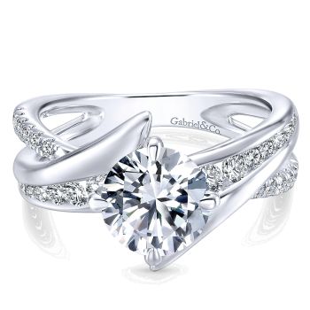 0.52 ct - Diamond Engagement Ring Set in 14K White Gold Diamond Bypass /ER12335R4W44JJ-IGCD