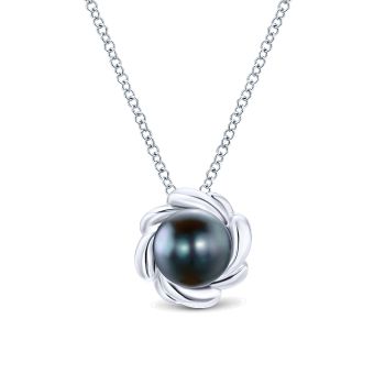 0.52 ct - Necklace
 925 Silver Black Pearl Fashion /NK3706SVJBP-IGCD