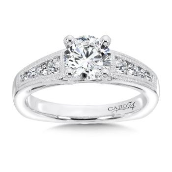 Vintage Collection Diamond Engagement Ring With Channel Set Side Stones in 14K White Gold with Platinum Head (0.31ct. tw.) /CR247W