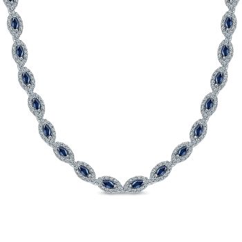 1.80 ct - Necklace
 14k White Gold Diamond And Sapphire Fashion /NK1478W45SB-IGCD