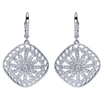 18k White Gold Diamond Drop Earrings 1.24 ct EG11469W84JJ