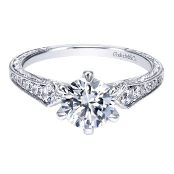 14K White Gold 0.22 ct Diamond Straight Engagement Ring Setting ER11839R4W44JJ
