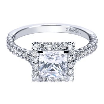 0.47 ct Diamond Engagement Ring - Set in 14k White Gold Diamond Halo /ER7492W44JJ-IGCD