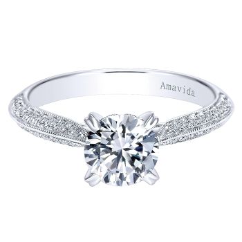 0.28 ct - Diamond Engagement Ring Set in 18k White Gold - Straight Setting /ER7935W83JJ-IGCD