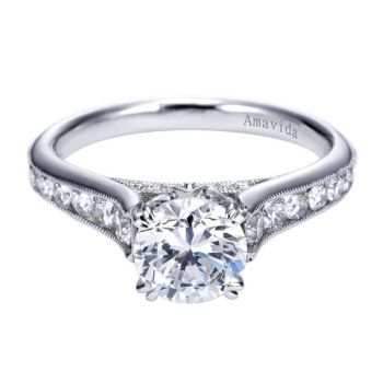 18K White Gold 0.64 ct Diamond Straight Engagement Ring Setting ER7325W83JJ