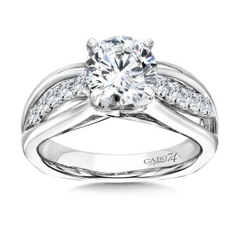 Diamond Criss Cross Engagement Ring in 14K White Gold with Platinum Head (0.28ct. tw.) /CR119W