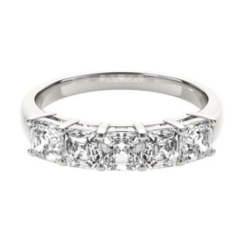 1.50ct 5 stone Gallery Ring - Asscher Cut Diamond Band set in White, Rose,Yellow Gold or Platinum F VS1  ID-5SFG150-AS