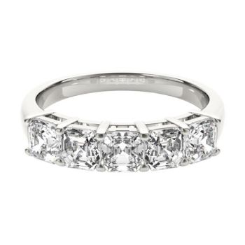 2.00ct 5 stone Gallery Ring - Asscher Cut Diamond Band set in White, Rose,Yellow Gold or Platinum | F VS1