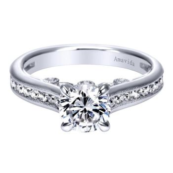 Gabriel & Co 18K White Gold 0.46 ct Diamond Straight Engagement Ring Setting ER7285W83JJ