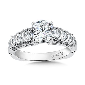 Classic Elegance Collection Engagement Ring With Diamond Side Stones in 14K White Gold with Platinum Head (0.61ct. tw.) /CR346W