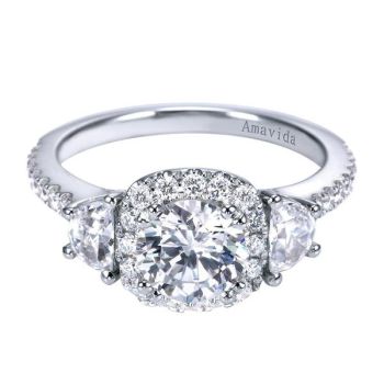 Gabriel & Co 18K White Gold 0.80 ct Diamond Halo Engagement Ring Setting ER7876W83JJ