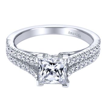 0.37 ct - Diamond Engagement Ring Set in 18k White Gold - Split Shank /ER6252W83JJ-IGCD