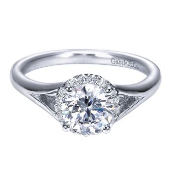 0.10 ct Diamond Engagement Ring - Set in 14k White Gold Diamond Halo /ER7807W44JJ-IGCD