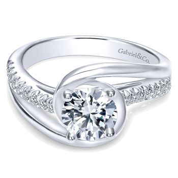 0.2 ct - Diamond Engagement Ring Set in 14K White Gold Diamond Bypass /ER10309W44JJ-IGCD