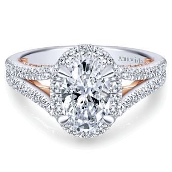 1.01 ct - Diamond Engagement Ring Set in 18k Two Tone Diamond Halo /ER12896O6T83JJ-IGCD