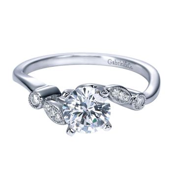 14K White Gold 0.05 ct Diamond Bypass Engagement Ring