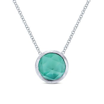 2.65 ct - Necklace
 925 Silver Rock Crystal & green Onyx Fashion /NK4730SVJXG-IGCD