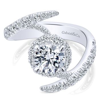 1.01 ct Diamond Engagement Ring - Set in 14k White Gold Diamond Halo /ER12589R4W44JJ-IGCD