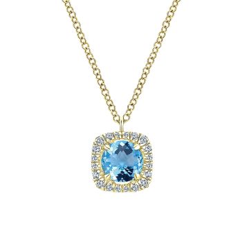 0.16 ct - Necklace
 14k Yellow Gold Diamond Swiss Blue Topaz Fashion /NK5596Y45BT-IGCD