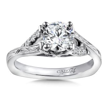 Diamond Engagement Ring Mounting in 14K White Gold with Platinum Head (.12 ct. tw.) /CR772W